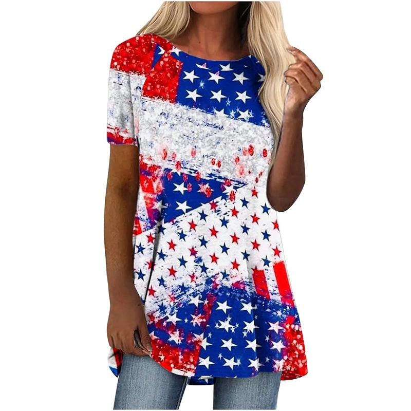 Summer USA American Flag 3D Print T-shirt Streetwear Women Short Sleeve T Shirts Y2K Tops Tees Woman Female Oversized Clothing