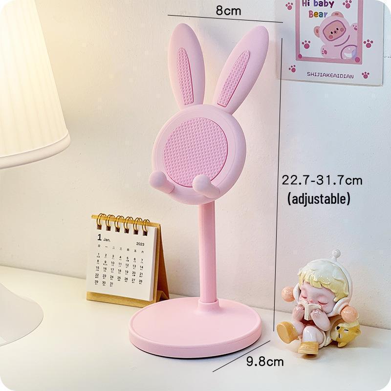 

Adorable Rabbit Phone Holder - Adjustable Telescopic Stand for Desktops and Tablets, Perfect for Selfies and Live Broadcasts розовый