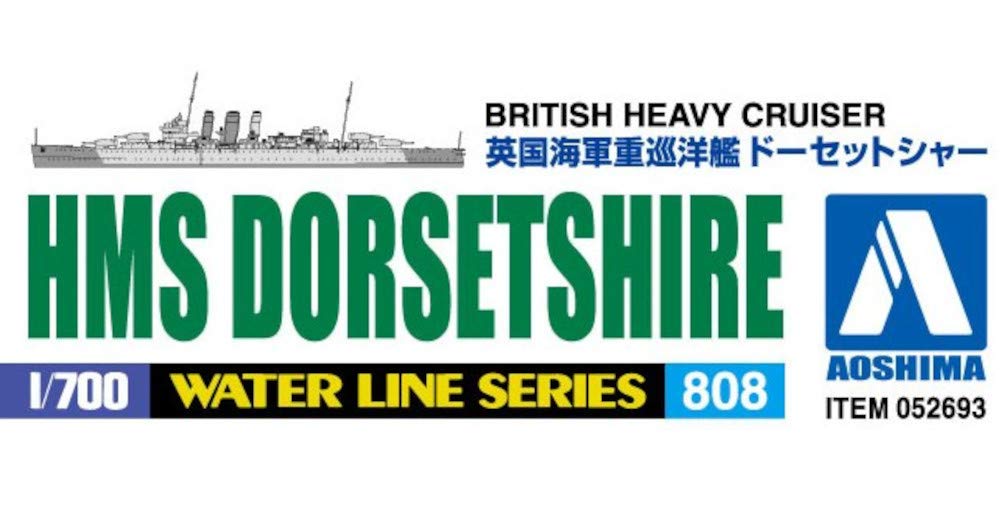 Aoshima Bunka Kyozai Waterline Series 808 British Heavy Cruiser Dorsetshire Plastic Model 1/700 No.
