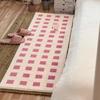 Bedroom Carpet Bedside Long Floor Mat Blue Plaid Carpets Soft Fluffy Foot Mats Minimalist Home Decoration Rug for Living Room