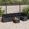 VidaXL 7-Piece Garden Sofa Set Black Cushions Poly Rattan Acacia 3347590