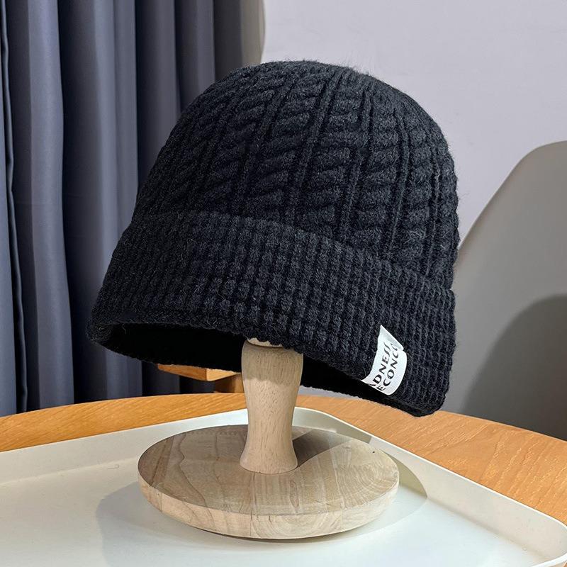 Bucket hat winter women's warm new bucket hat versatile washbasin hat wool knitted hat