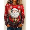Women’s Long-Sleeve Christmas Pullover Crew Neck Sweatshirt with Christmas Tree and Gift Print Casual Top for Holiday Parties