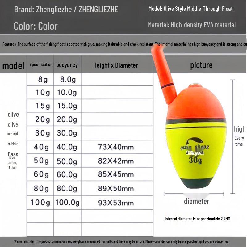 EVA Anti-Kollision Felsenfischen Winddichter Schwimmer - Doppelbohrung Weitwurf Untergetaucht Gewicht