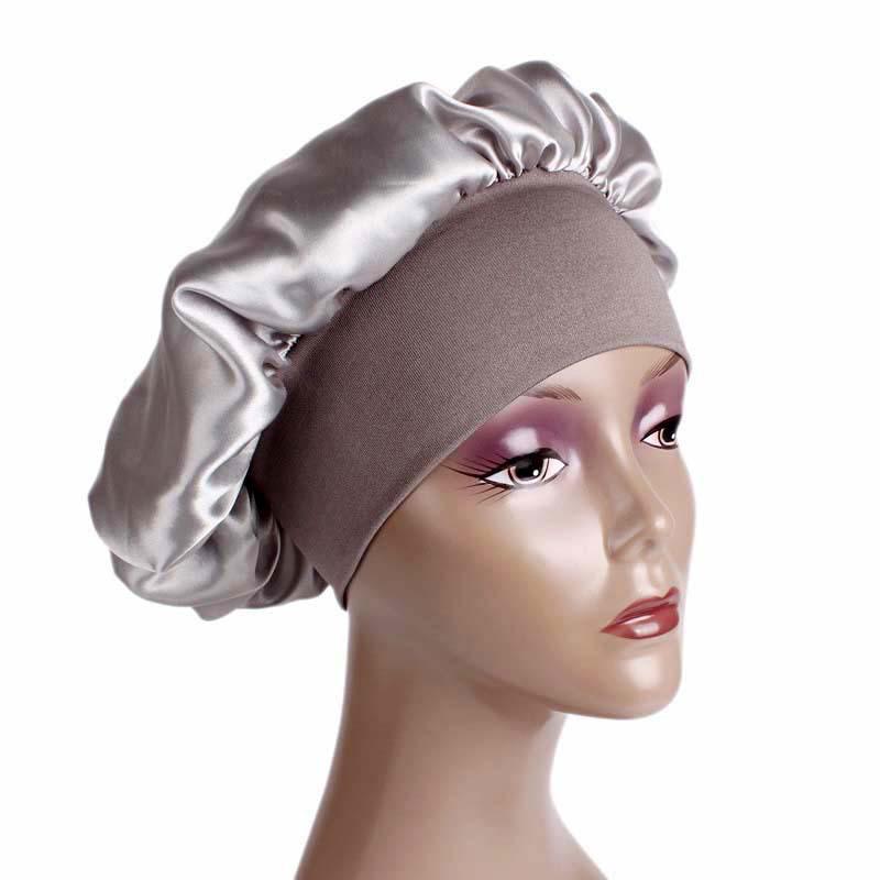 Soft Silk Hair Bonnet With Wide Band Comfortable Night Sleep Hat Hair Loss Cap