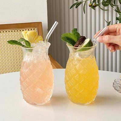 250ml-865ml INS Skleněný hrnek ve tvaru ananasu Hrnky na kávu Průhledné Koktejlový bar Nápoje Sodová voda Džus Hrnky Šálek Skleněné nádobí