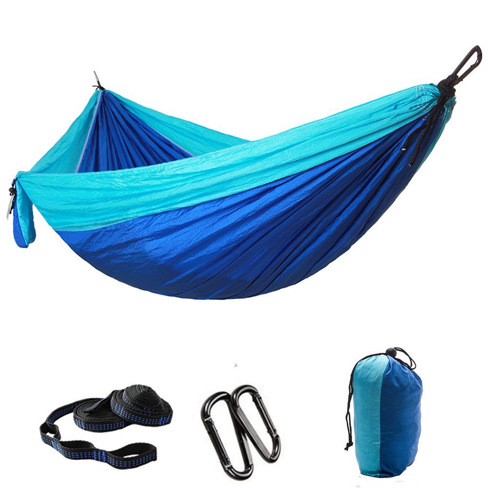 Ultralight 210T Nylon Color-Blocked Outdoor Hammock - Breathable & Double Strap Rope for Camping