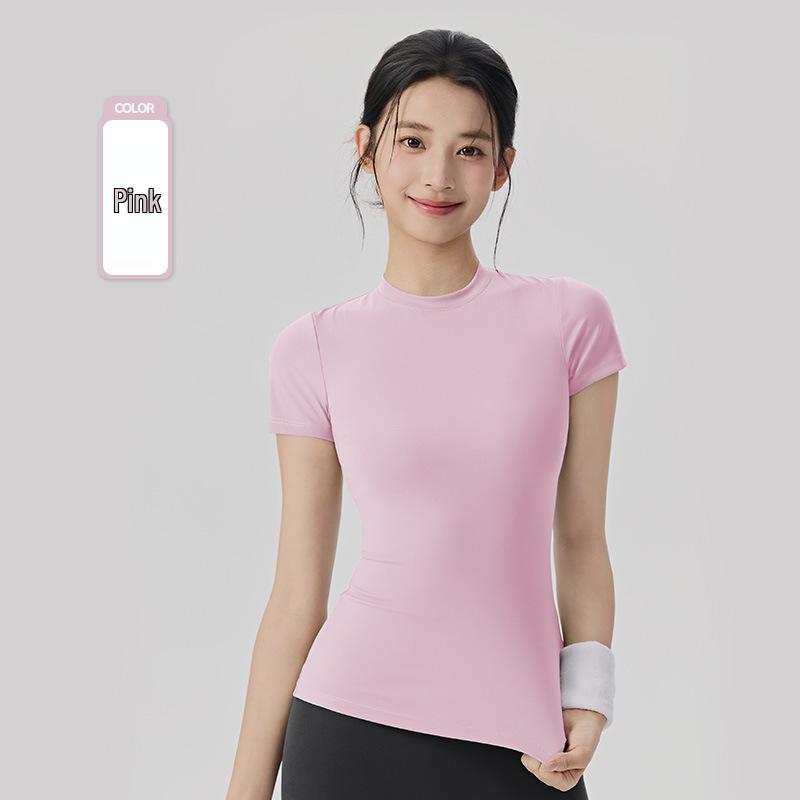 Women's Spring-Summer Slim Fit Yoga T-Shirt: Short Sleeve, Nude Feel, Outdoor Pilates & Running