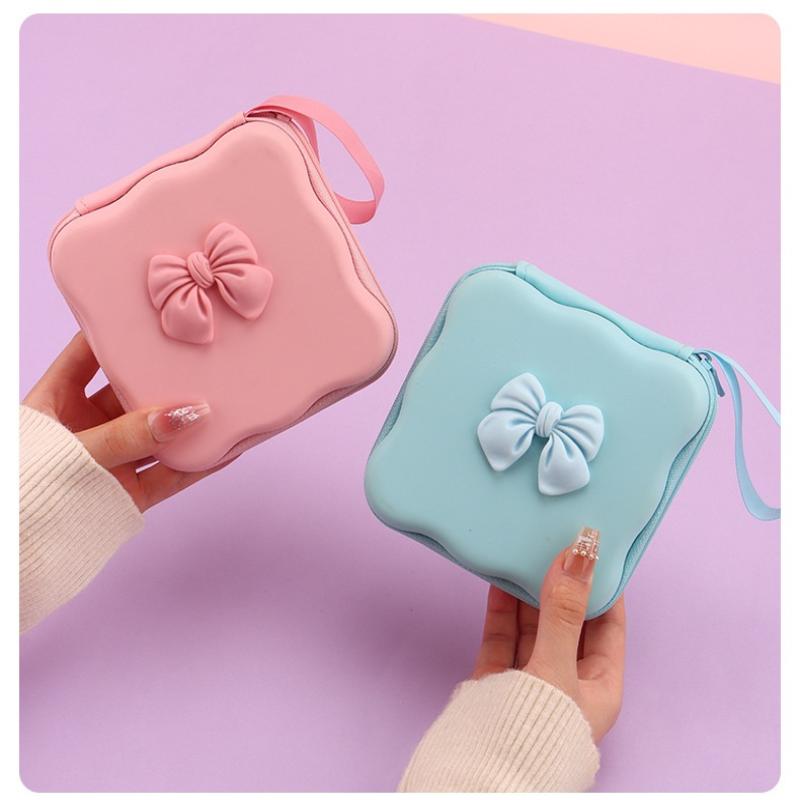 Charger Lid Storage Bag Fashion 3D Heart Design Drop-resistant Protective Case Lightweight Organizer for Office School Travel