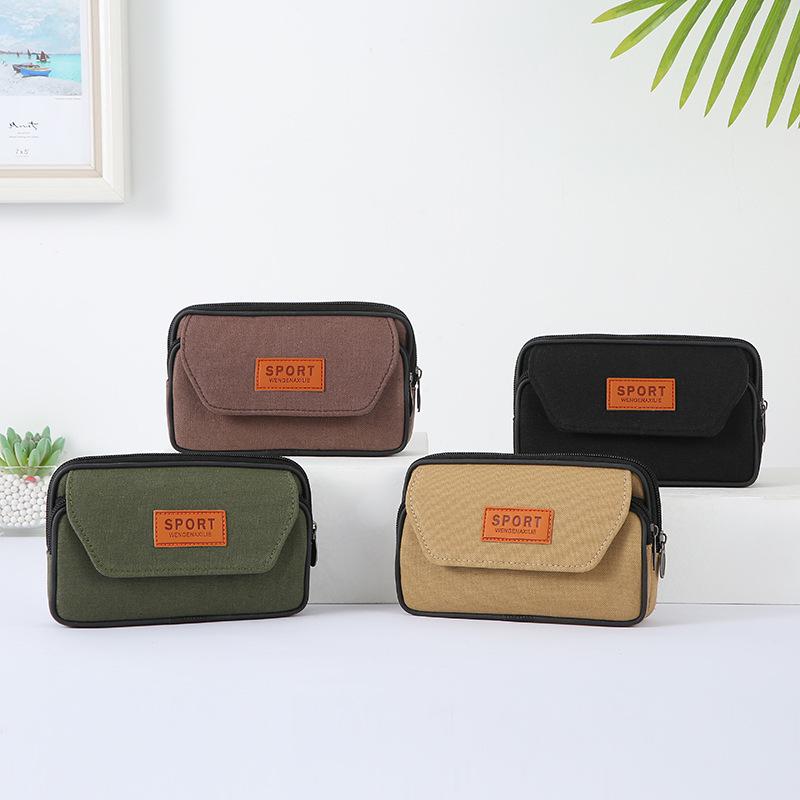 New Canvas Multifunctional Cell Phone Waist Bag - Fashionable, Durable, and Wearable