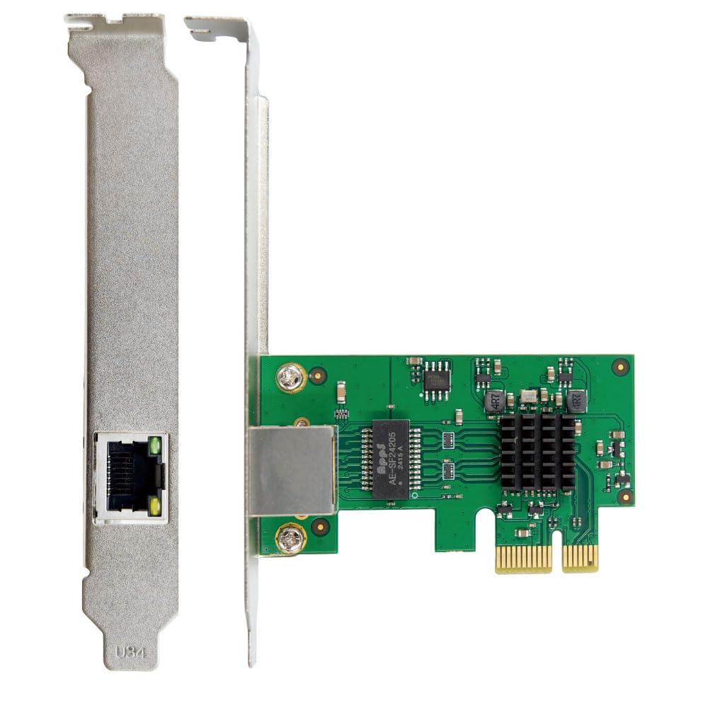 Area Toretto 5Gbps PCI Express x1 LAN RJ45 Network Expansion Board with Low (Gen3) Board, Heatsink, Profile, SD-PE5GL-B
