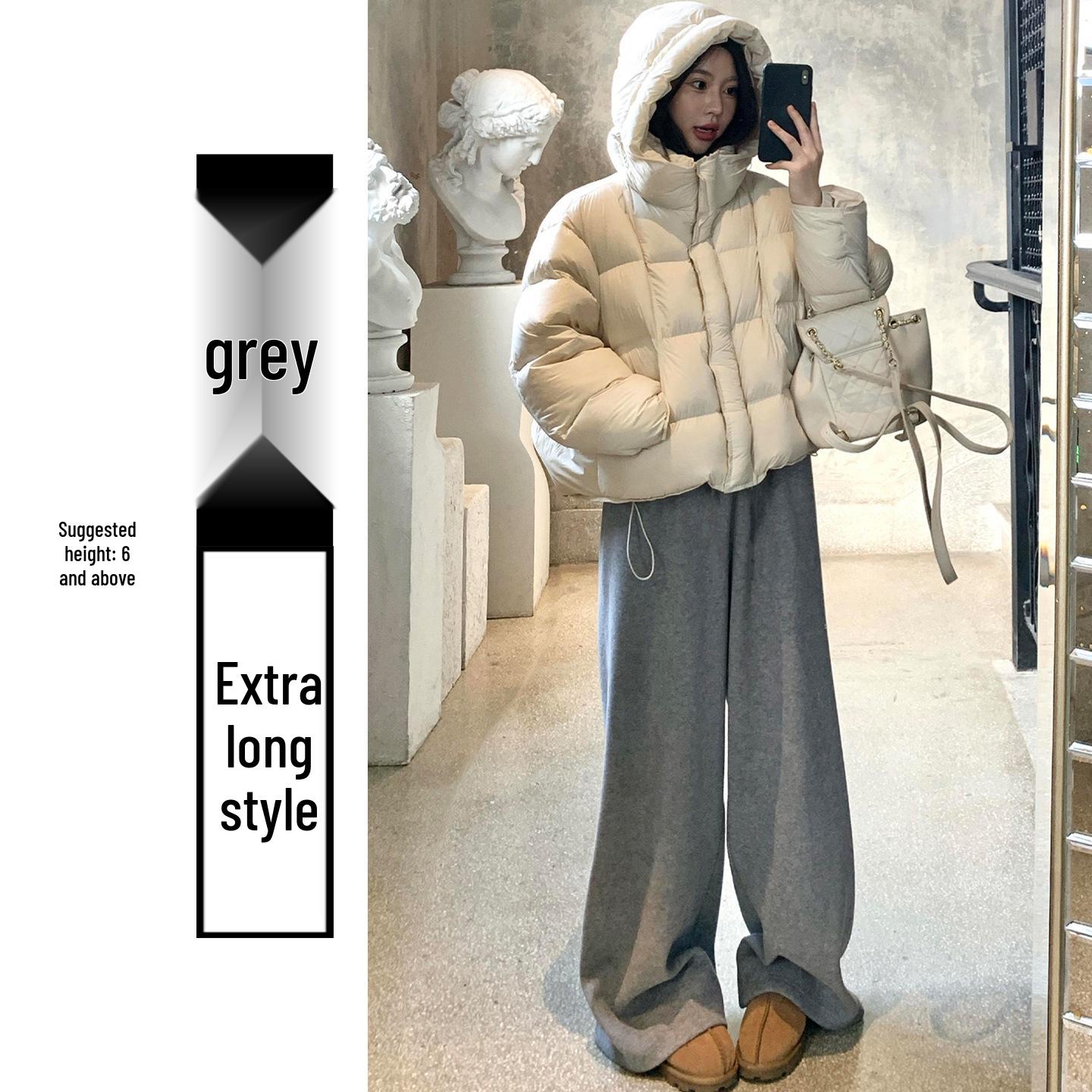 

Women s Pink Lambswool Wide-Leg High-Waist Casual Pants - 2025 Autumn/Winter Velvet Straight-Leg Style L