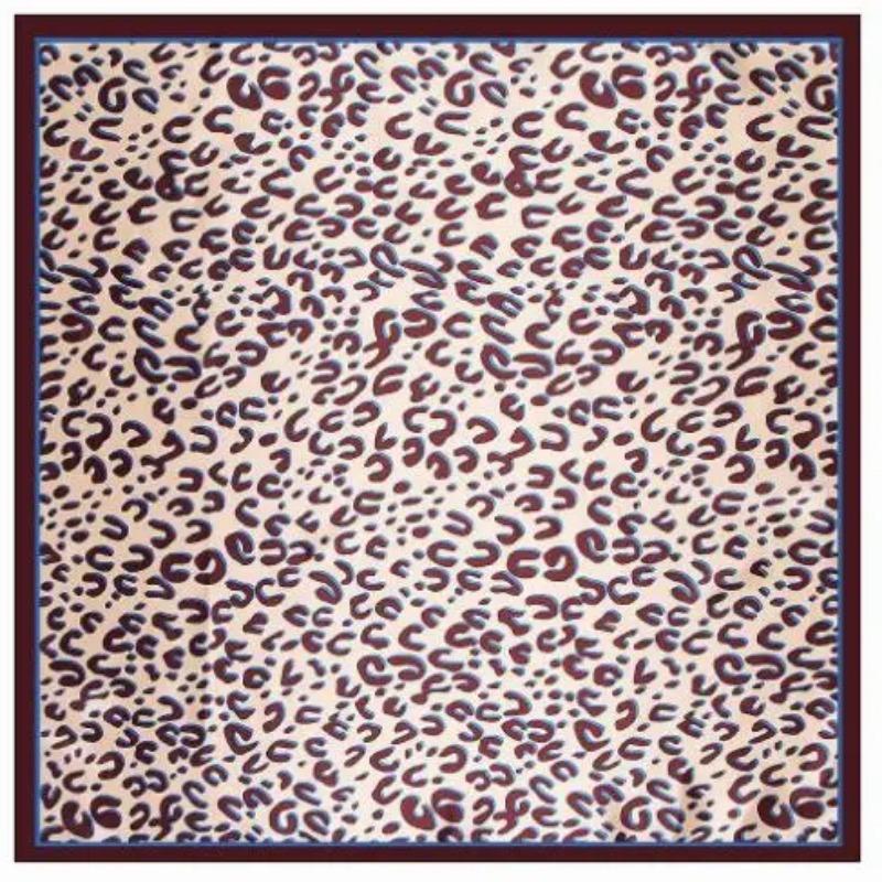 Silk Scarf for Women Leopard Print Foulard 90cm Square Shawl Luxury Brand Satin Scarves Bandana for Head Hijab Scarfs for Ladies