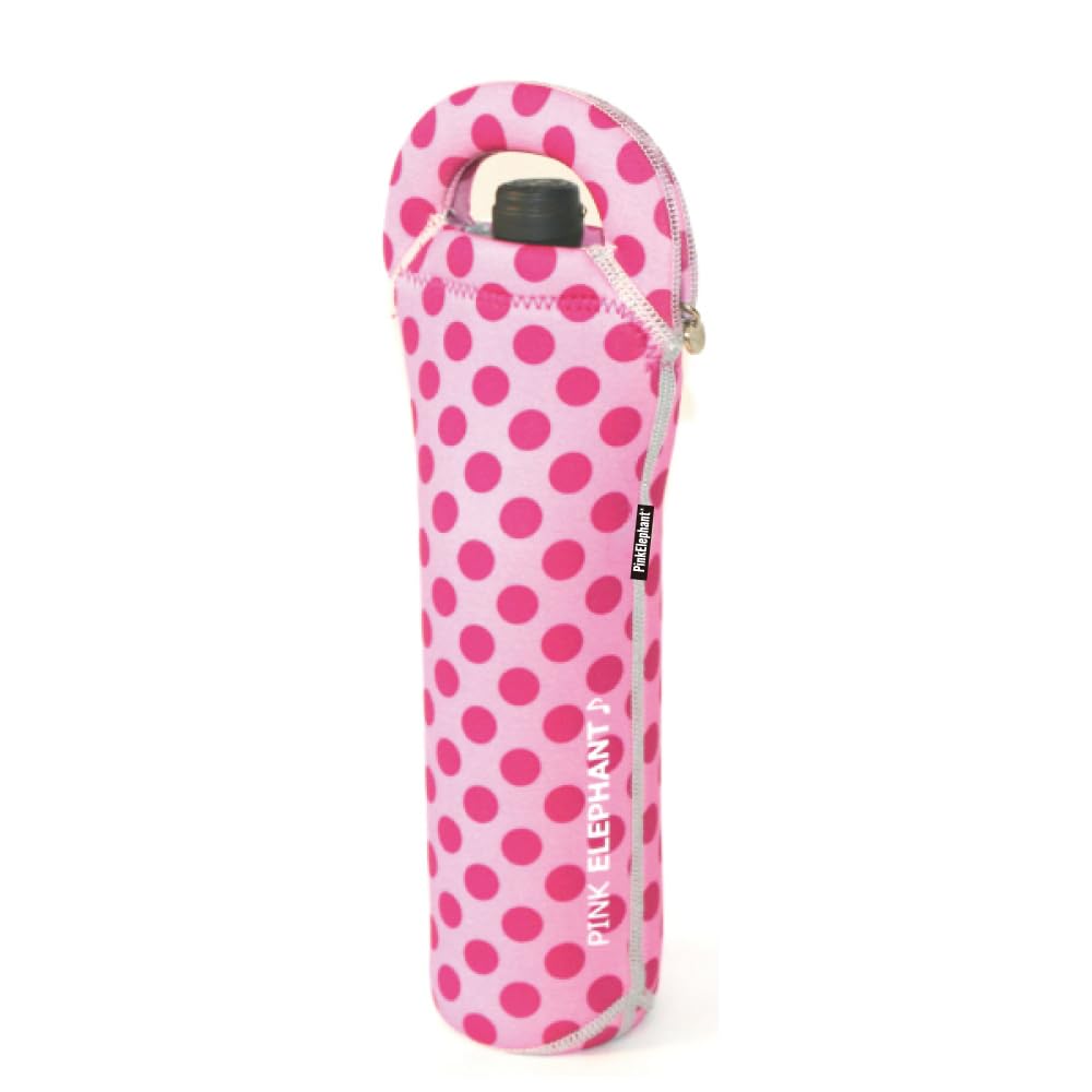 

Pink Elephant Bottle Cover Insulated Wetsuit Material Bottle Case PE117, (Pink Dots)