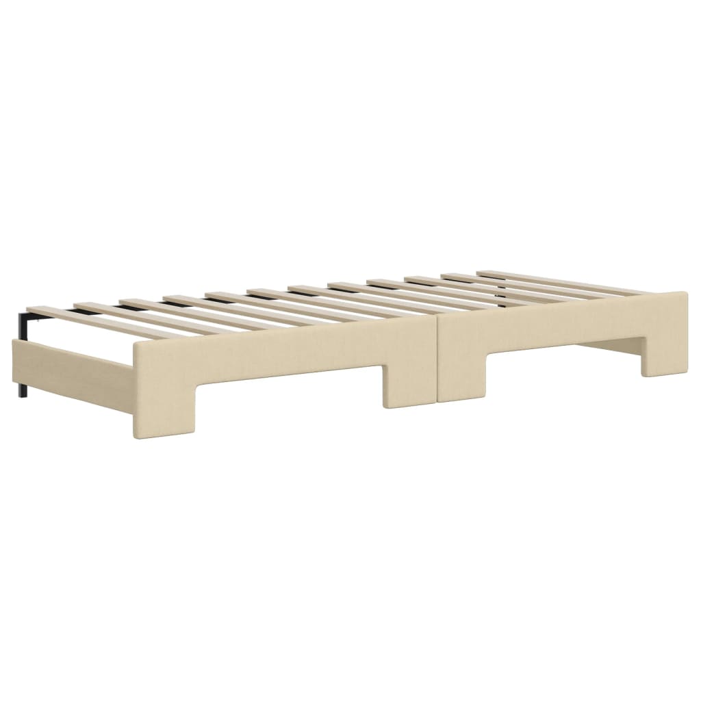 Vidaxl Sofa Rozsuwana Z Szufladami, Kremowa, 100X200 Cm, Tkanina