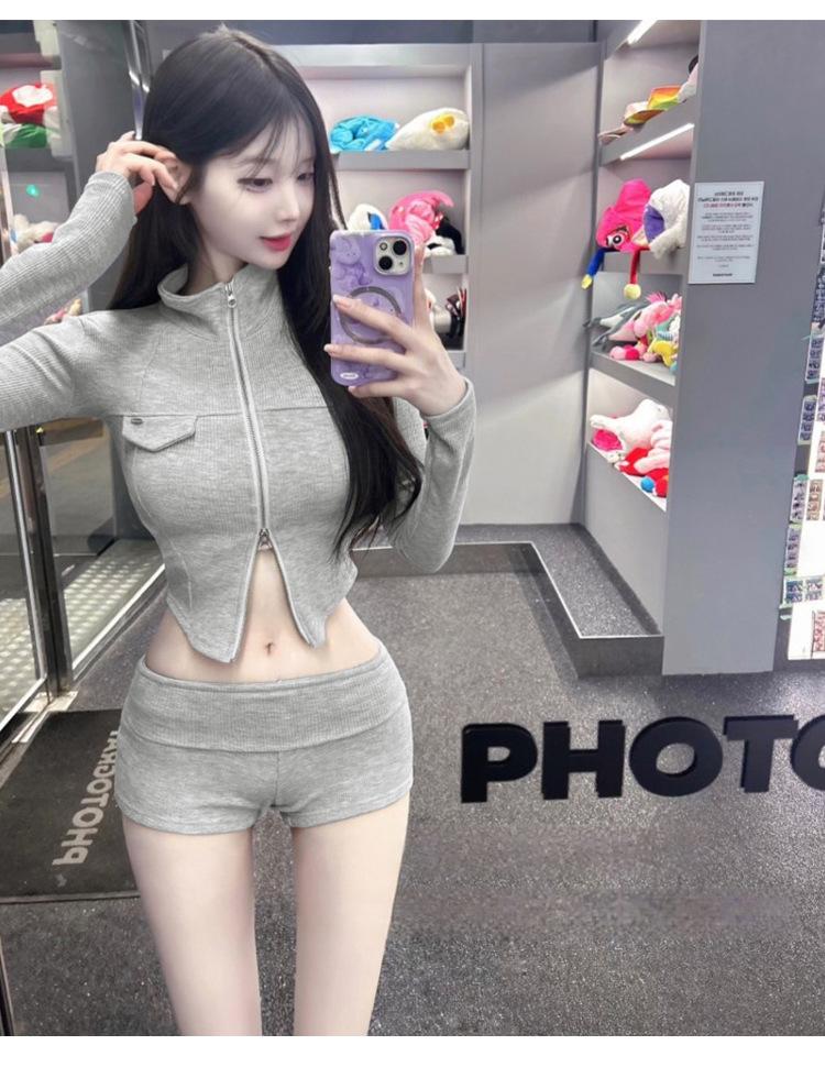 Korean Dongdaemun Slimming Two-Piece Hoodie and Shorts Set for Women