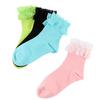 Vintage Candy Color Ladies Lace Ruffle Frilly Ankle Socks Mid-calf Socks Cotton Socks Fashion