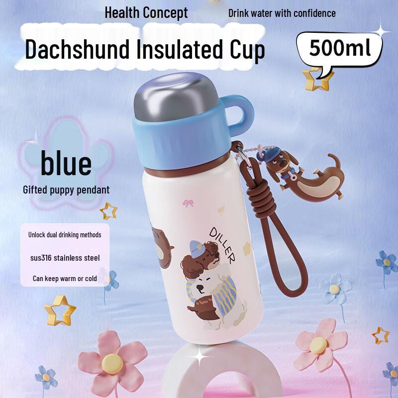 Dilebel 500ML Dual-Drink Insulated Water Bottle