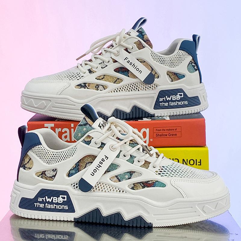 Board shoes men's summer 2024 new mesh breathable sports and leisure net shoes youth trend versatile little white men's shoes