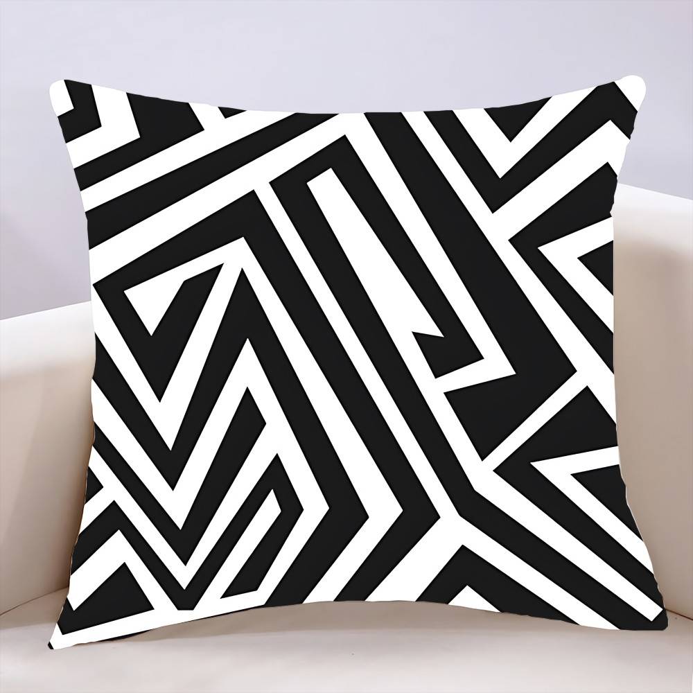 

Black Striped Pillow Case Cushion Cover Soft Cute Throw Pillow Case For Car Sofa Pillowcase Polyester With Zipper 16x16Inch
