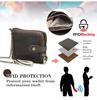 Black Angel RFID Anti-Theft Men's Wallet with Cowhide, Chain, Zipper, and Fashion Buckle
