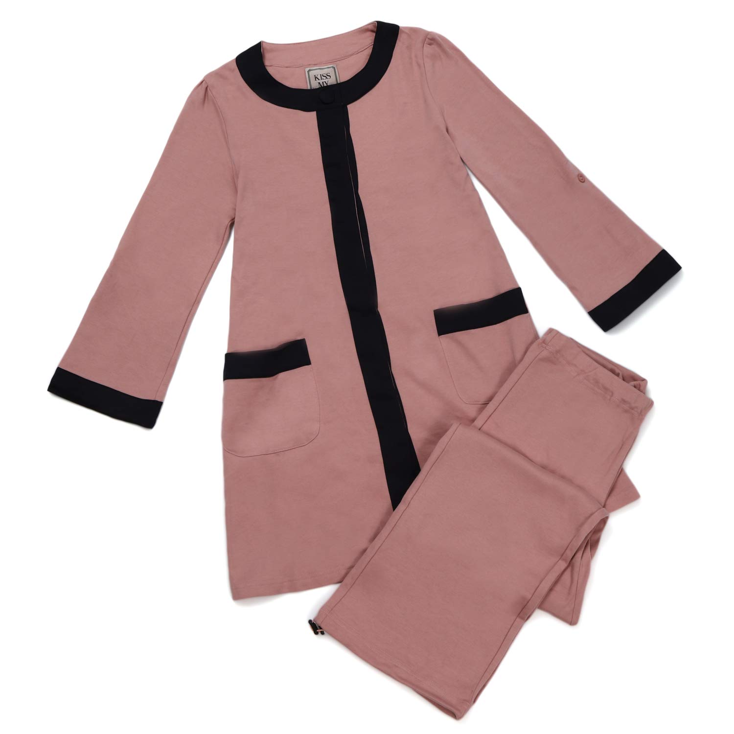 

KISS MY LIFE Больничный костюм, подходящий для чувствительной кожи, стильный, в стиле туники, размер, пижама, кожа, 100% хлопок, женский (Розовый, Л) (kml180102a2) розовый