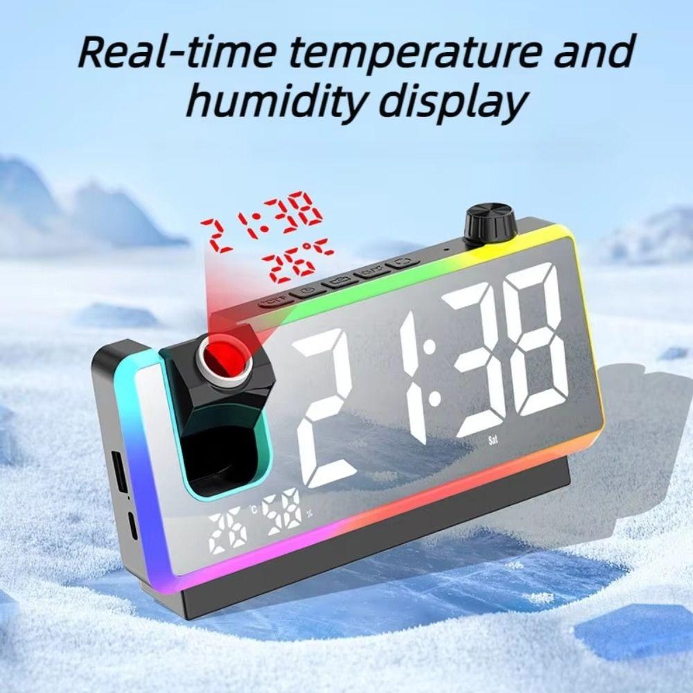 Large Screen Digital Alarm Clock Colorful LED Projection Desk Clock  Home Decor