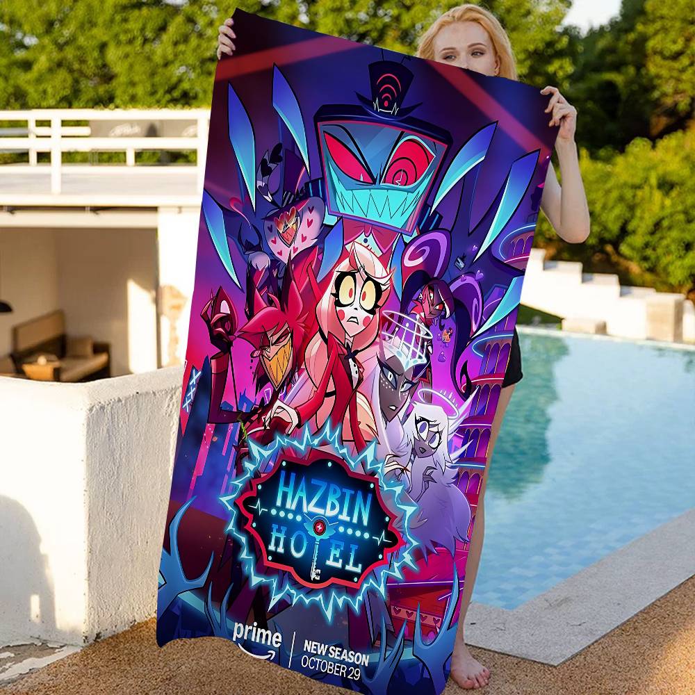 Cartone Animato H-Hazbin H-Hotels Anime Anime Asciugamano da Spiaggia per Nuoto Morbido Assorbente Panno Lavabile Regali per Bambini Per Bambini Viaggio Campeggio