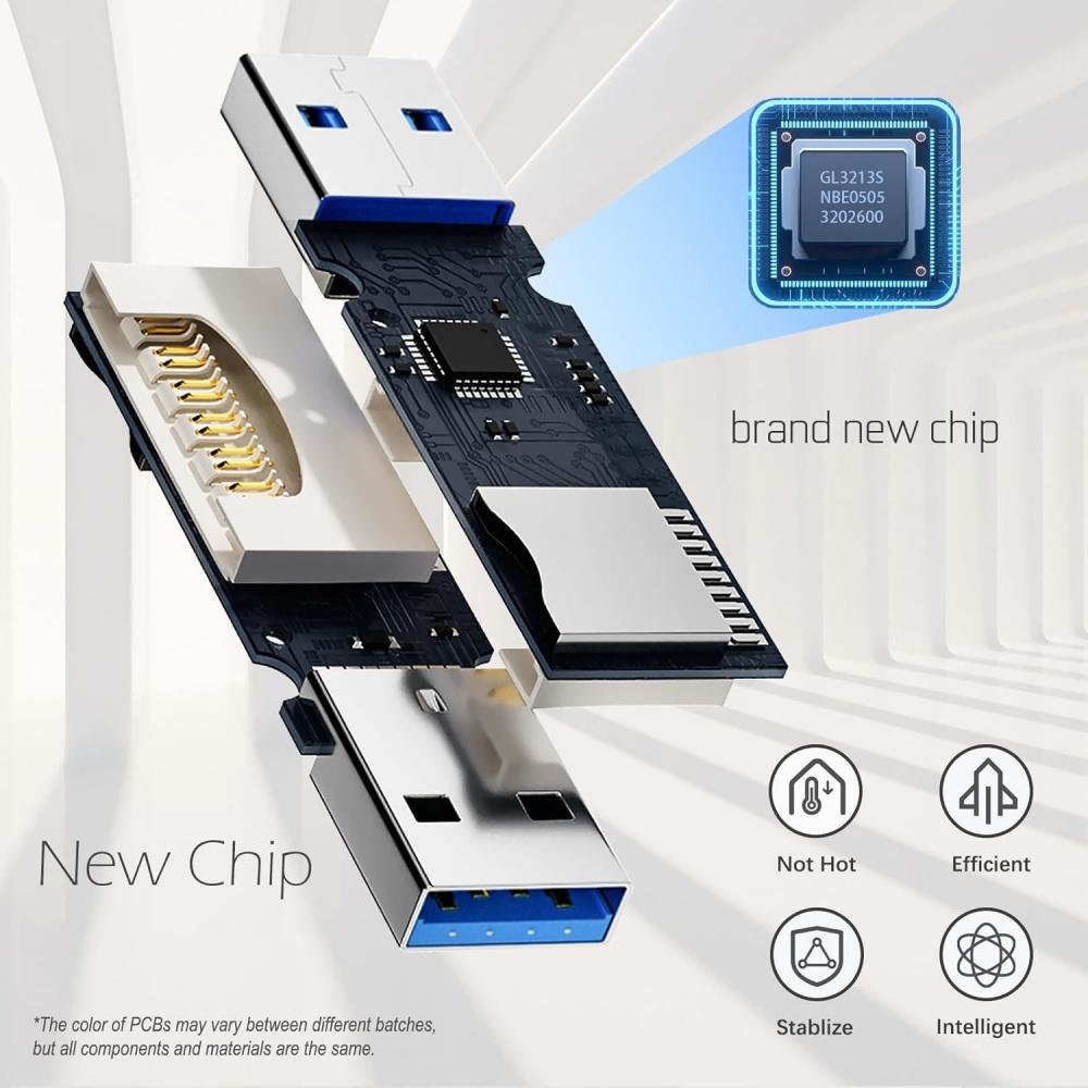 USB3.0 Micro SD Card Reader 5Gbps 2-in-1 SD Card Reader For SDXC SDHC MMC