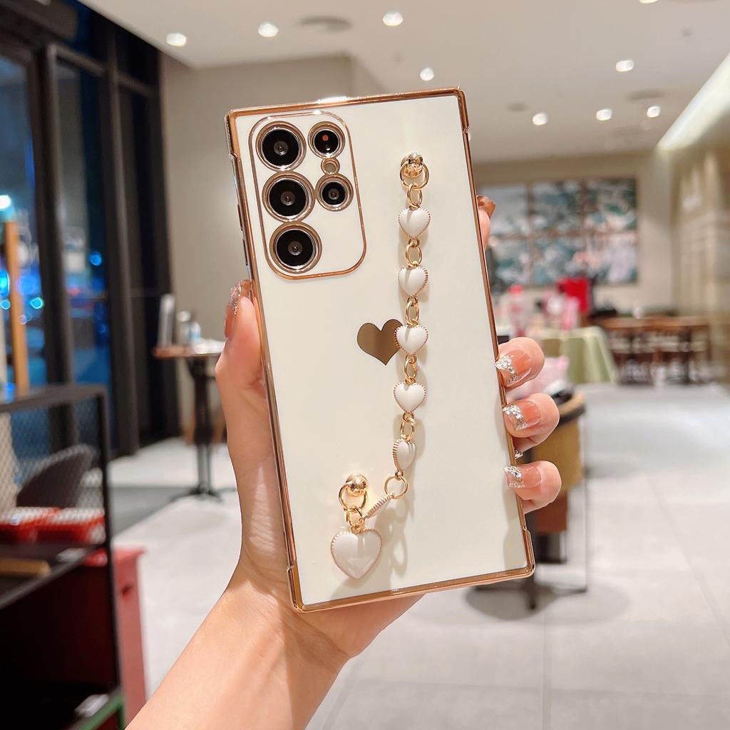 Suitable for Samsung S24ULTRA Electroplated Mobile Phone Case S25 Side Love Mobile Phone Case A55 Love Bracelet Protection Case
