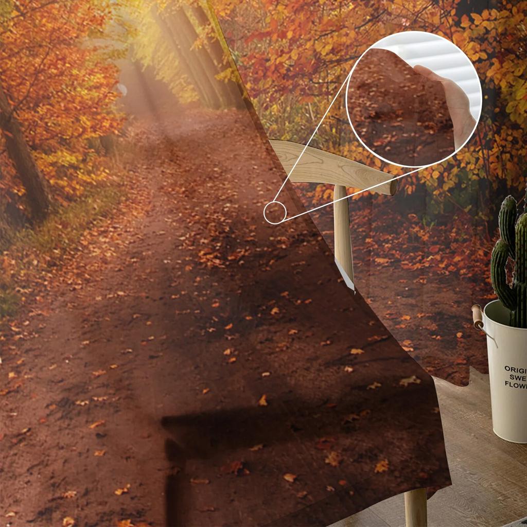 Javorové listy Listnatý les Šifon Průsvitné závěsy do obývacího pokoje Domácí dekorace Okno Voál Tyl Závěsy na závěsy