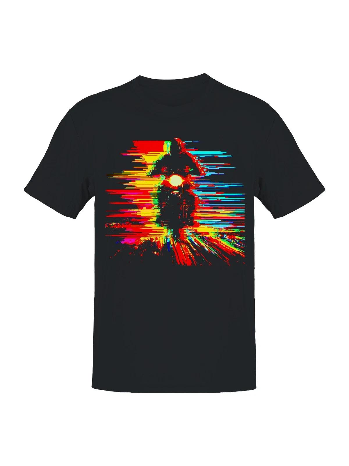 Neon Glitch Motorcycle Journey Men s T-shirt XS