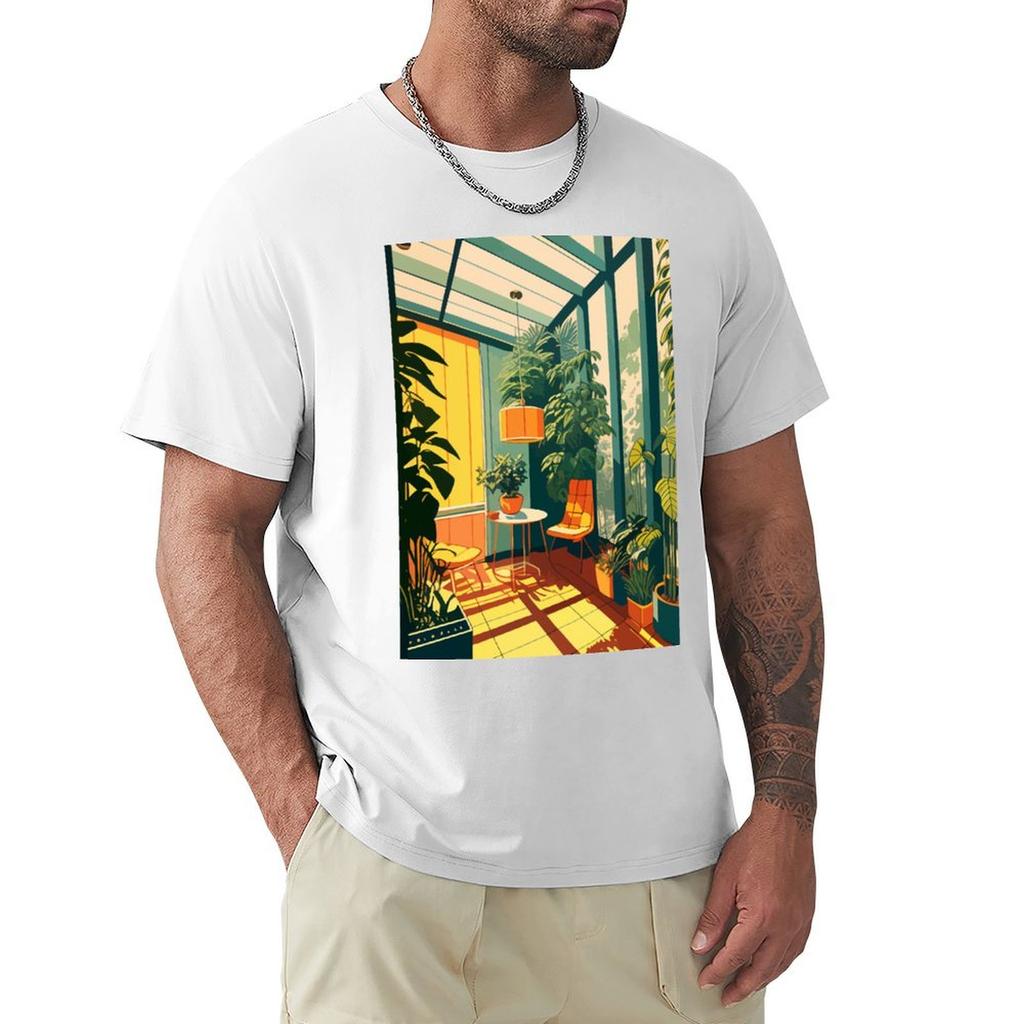 Vintage Sunroom with Plants TShirt Man tshirt oversize tshirts man boys animal print shirts graphic tees Short sleeve tee men