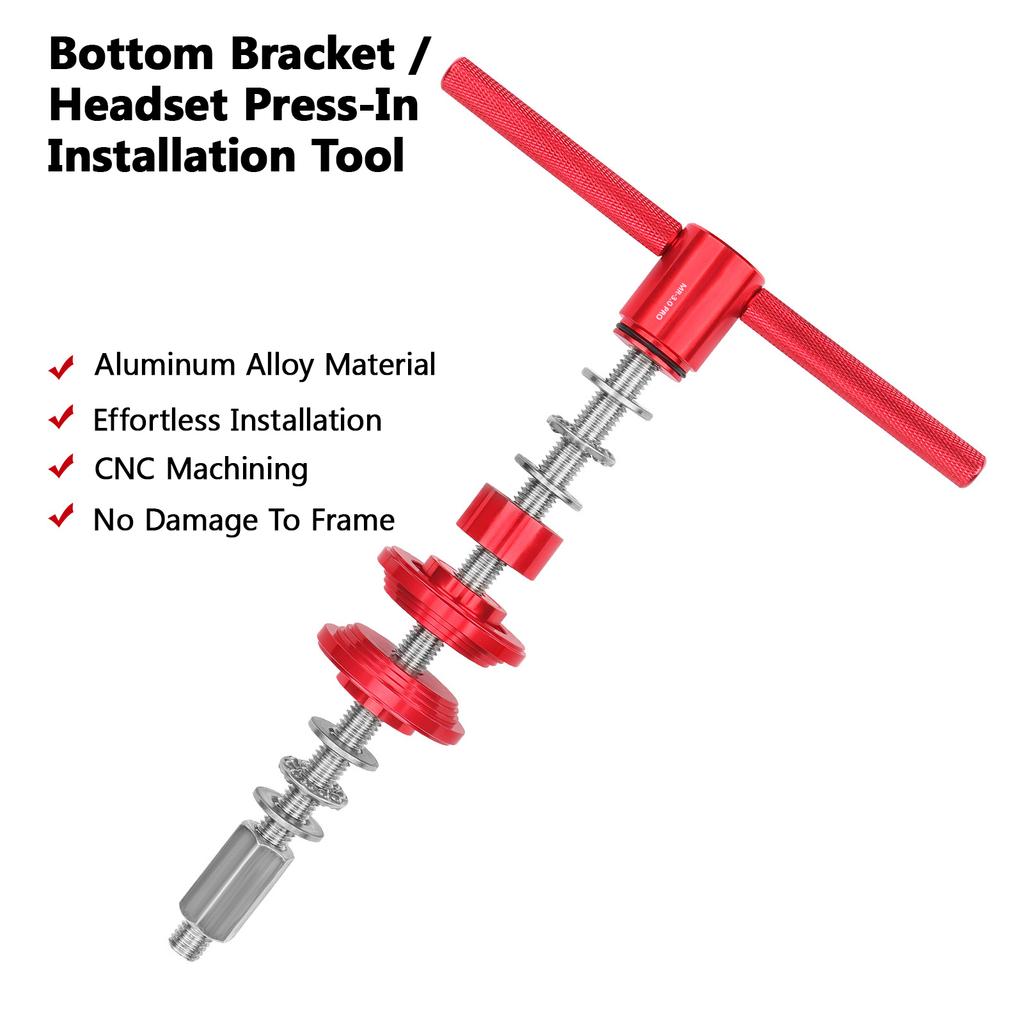 Bicycle Headset Press Tool Bottom Bracket Press Fit Tool CNC Aluminum Alloy with Thrust Bearings for Smooth Installation Headset