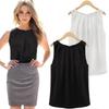 Chic Sleeveless Chiffon Tank Top Elegant Round Neck Pullover For Women