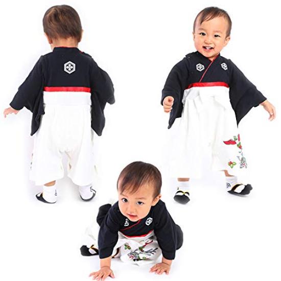 Angelique Nina Hakama Rompers Phoenix Point Hakama All Black and White Men's (80cm)