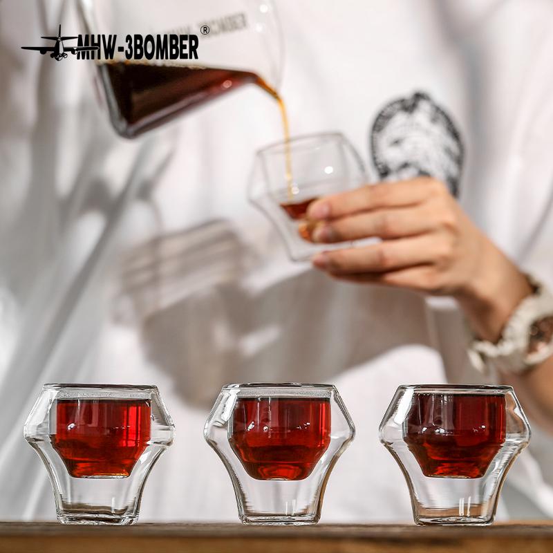MHW-3BOMBER Double Wall Glass Espresso Cups Anti-scald Reusable Tea Mug Shot Glass Wine Cup Art Home Barista Coffee