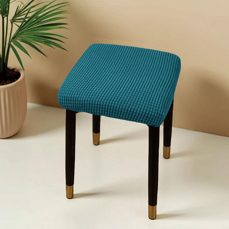 Jacquard Square Stool Covers Elastic Dust-proof and Anti-slip Stretch Chair Cover Solid Color Geometric Pattern Seat Cover