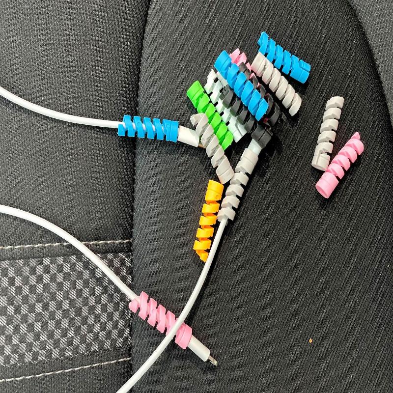 50Pcs Data Cable Wired Earphone Silicone Protective Case Mobile Phone Charging Cable Earphone Cable Spiral Protector