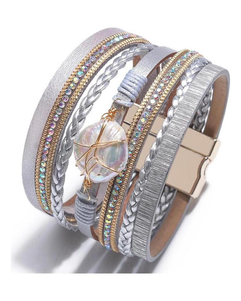 Skórzana bransoletka dla kobiet Boho Wielowarstwowa bransoletka Wrap Femme Biżuteria