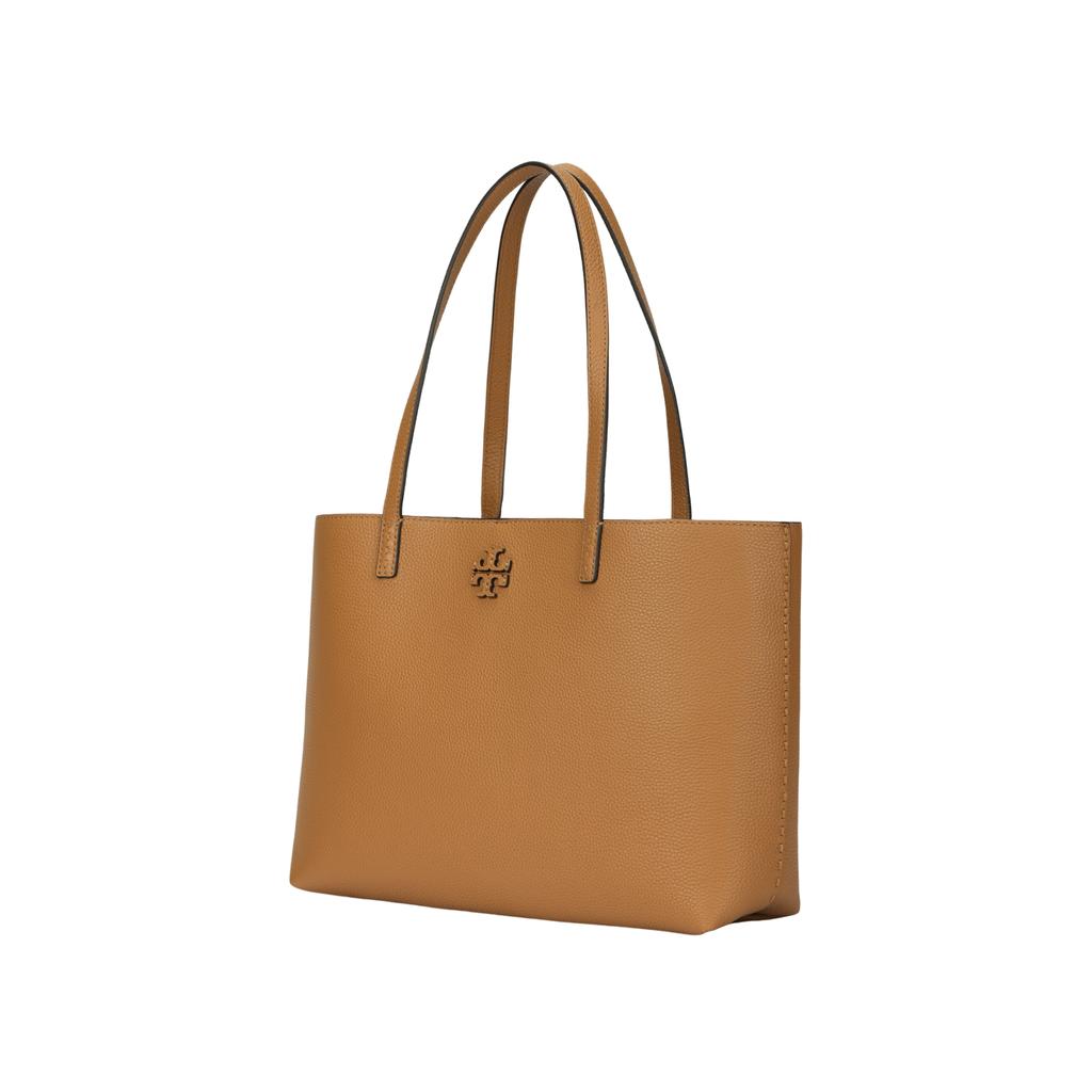Tory Burch Mcgraw Iconic Double T Logo Leather Tote Bag Women Tote Tiramisu 152220-227