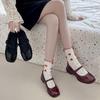 2024 Autumn Black Retro Mary Jane Shoes with Thick Heel for Women