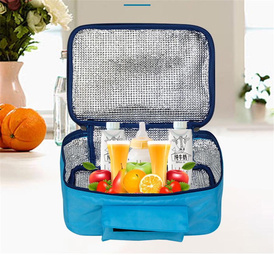 Piknik na przejażdżkę Camping Samochód Przenośny Piekarnik Elektryczny Mini Ciepłe Jedzenie Bento Torba Termiczna Niebieska