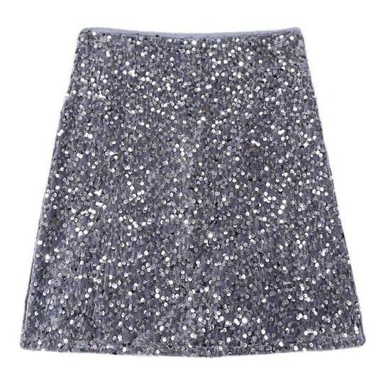 

Сексуальная юбка с высокой талией, облегающая бедра, однотонная, с блестящими пайетками, декорированная мини-юбка для отдыха, пляжа, путешествий, вечеринок M серебряный серый
