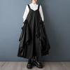 DIMANAF 2025 Autumn Women Plus Size Casual Long Dress Loose Fashion Lady Sleeveless Solid Black Maxi Dress