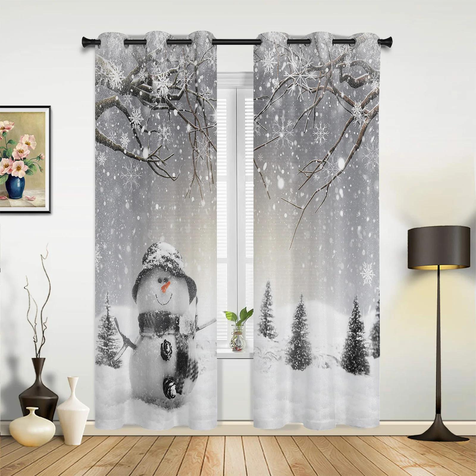 

Рождественская снежная сцена Снежинки Гном Розовые шторы на окна Декор для дома Спальня Кухня Гостиная Орнамент Рождественские подарки 135W x 60H(cm) x1