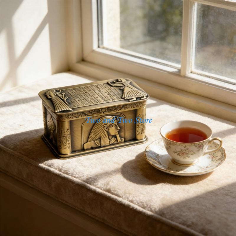 HX6F Vintage Inspired Anubis Jewelry Holder Sturdy Zinc Alloy Material Storage Box CN