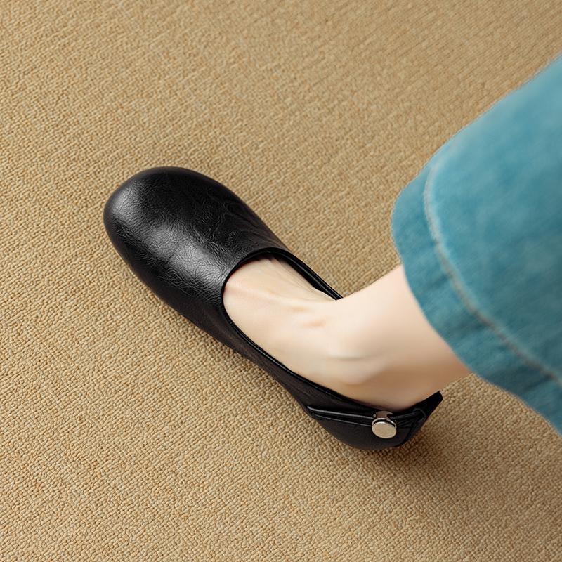 Fashion 2025 New Spring Genuine Leather Women Shoes Round Toe Women Flats Shoes for Women Retro Loafers Fashion Ladies Shoes