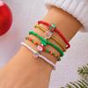 4-5 Pcs Christmas Beaded Bracelets Set for Women Santa Claus Snowman Christmas Tree Elk Pendant Bangle Party Handmade Jewelry