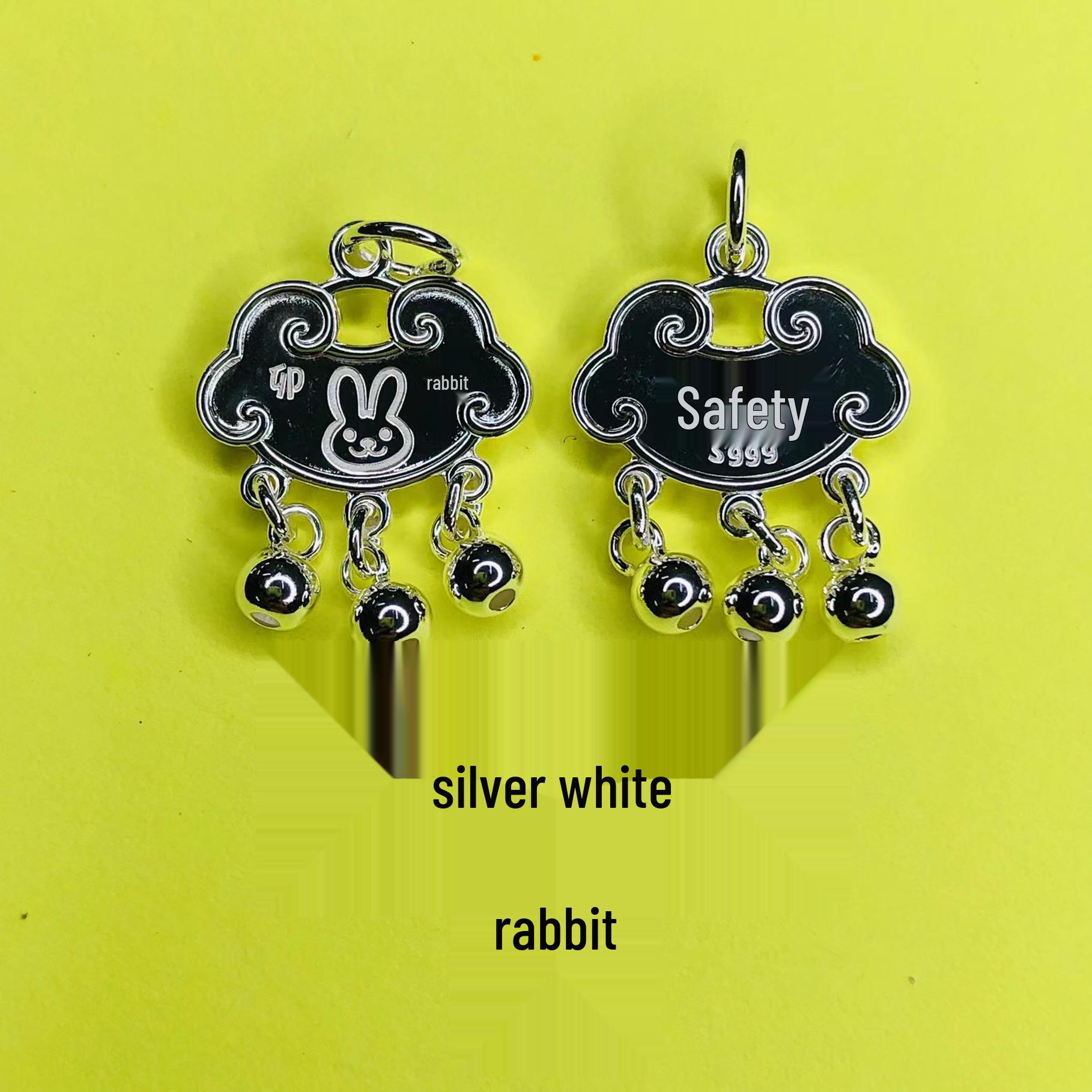 Sterling Silver Zodiac Animal Pendant for Fortune and Longevity Silver White: 999 Silver ~1.75g